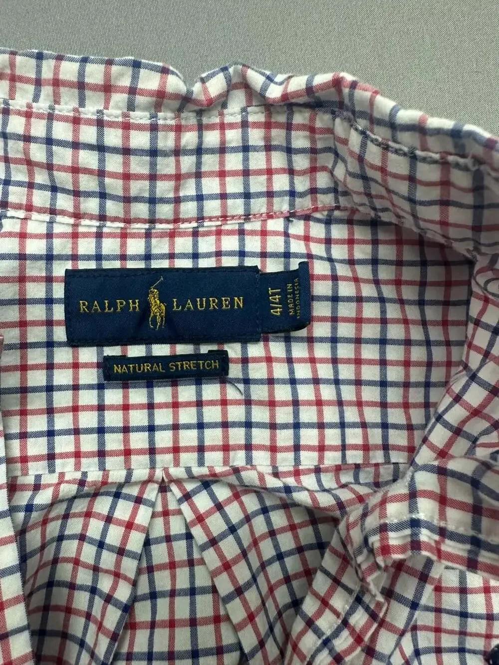 Ralph Lauren Boys Long Sleeve Button Down Plaid Tattersall Shirt Size 4T
